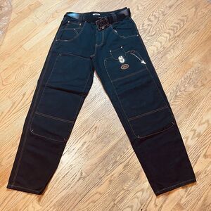 Vintage Corniche Streetwear Belted Jeans Men’s Size 36x33 Lock And Key RARE!